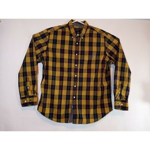 06U.S. Polo Assassin Men's XL Button Down Long Sleeve Navy & Yellow Stripe Shirt